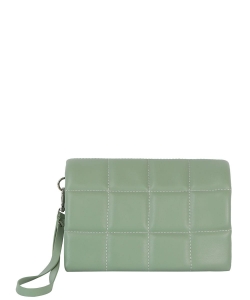 Quilted Fashion Faux Clutch Crossbody Bag JY-0460  SAGE